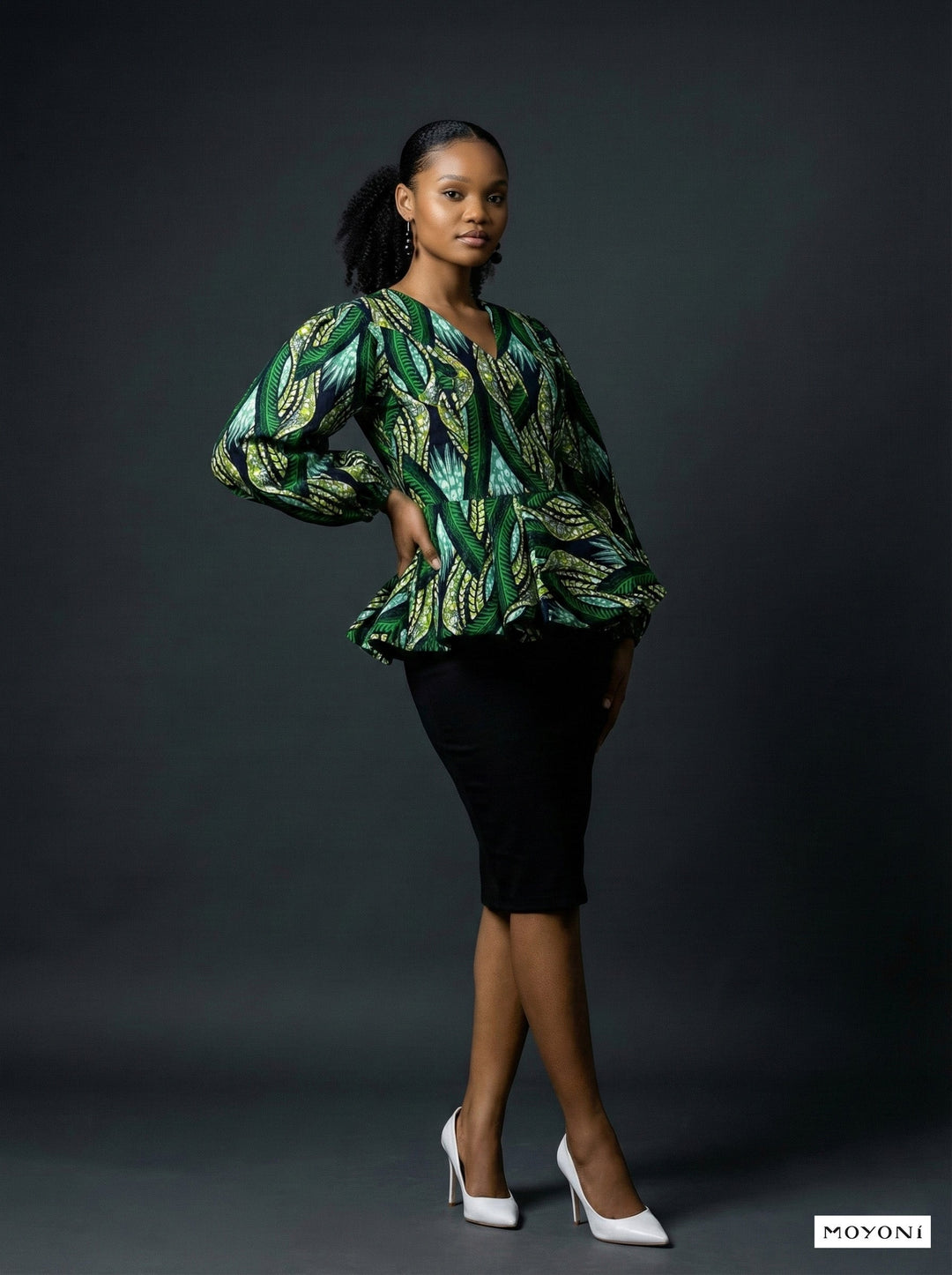The Emerald Wrap Ankara Peplum Top & Skirt Set – Moyoni